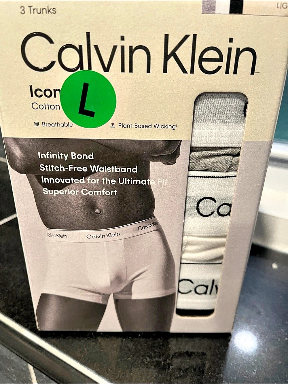 Calvin Klein Icon Cotton Stretch 3-Pack Cotton Stretch Trunks Size Large NWT